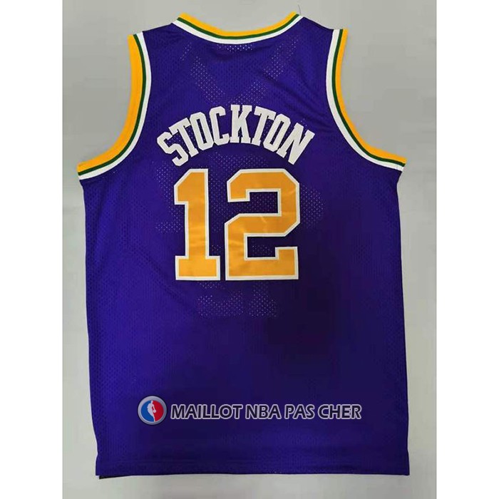 Maillot Utah Jazz John Stockton NO 12 Mitchell & Ness 1991-92  volet